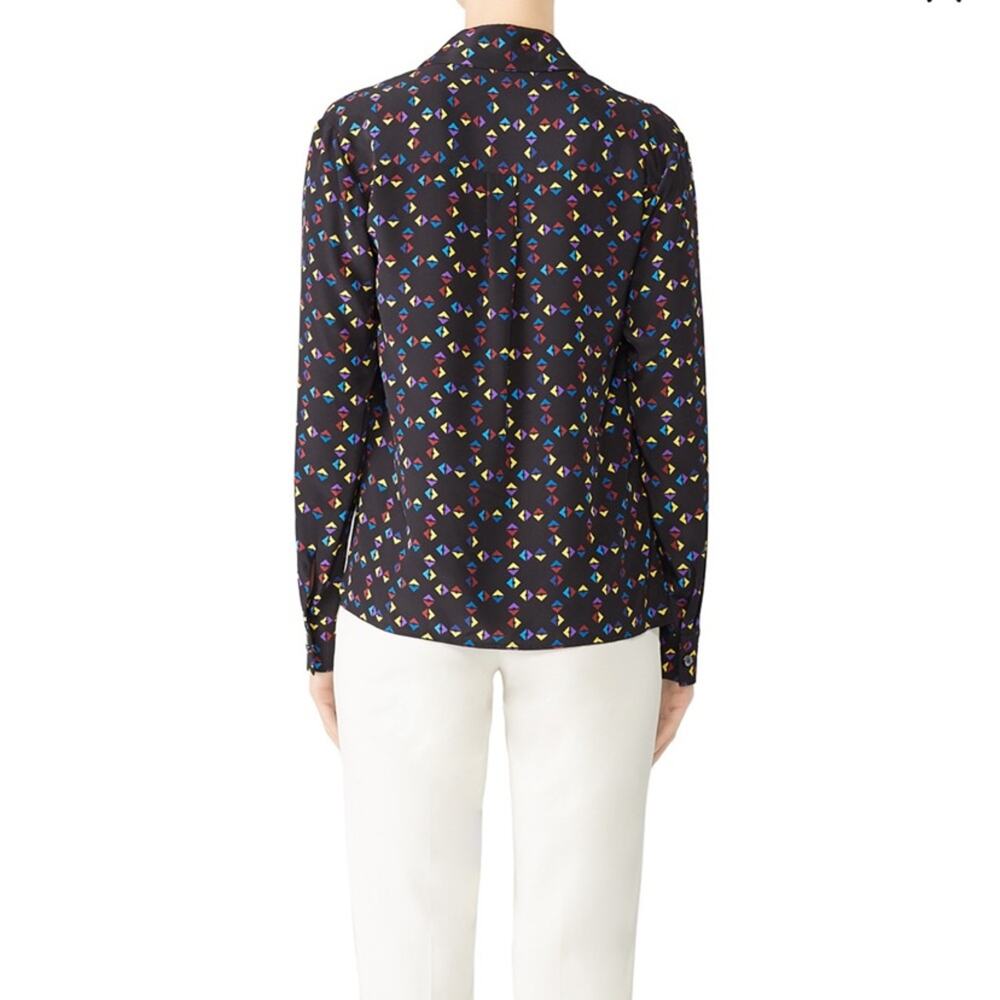 Derek Lam Silk geometric Collar Drape Blouse sz 10 - Picture 3 of 10